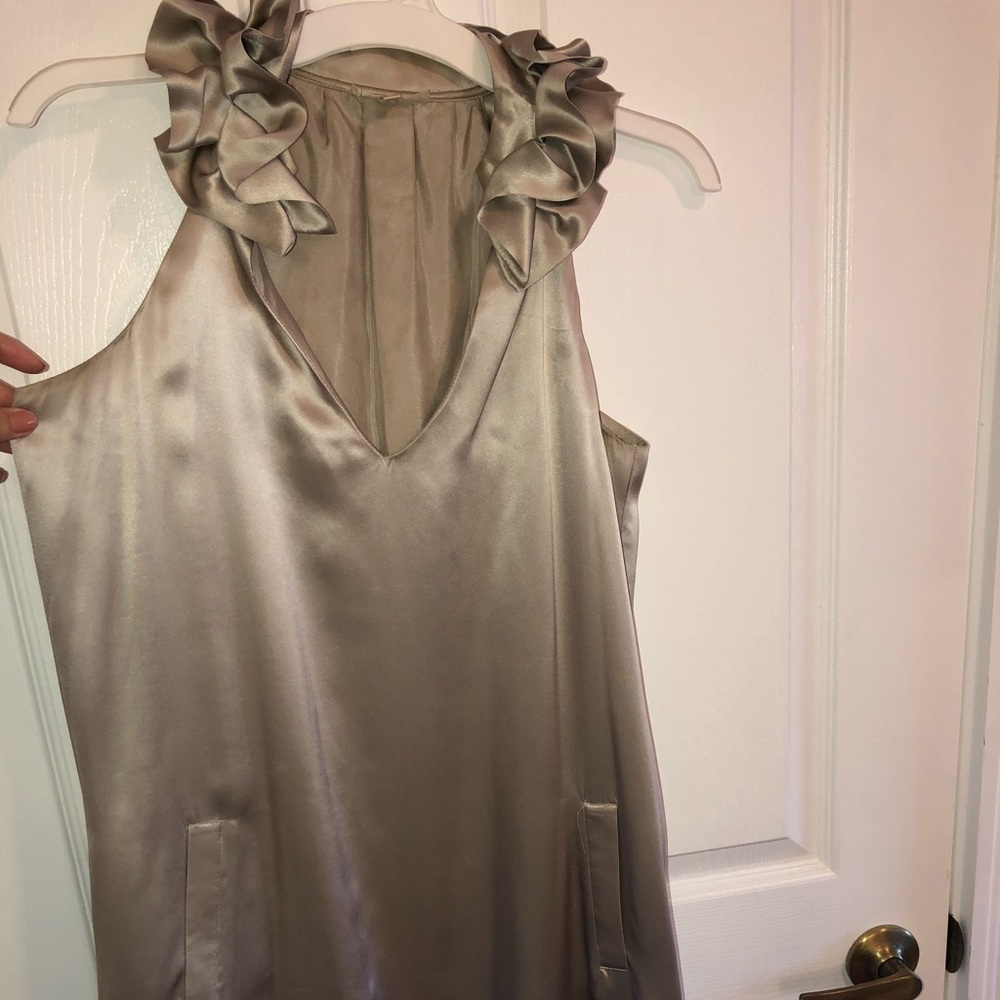 100% silk grey/silver dress